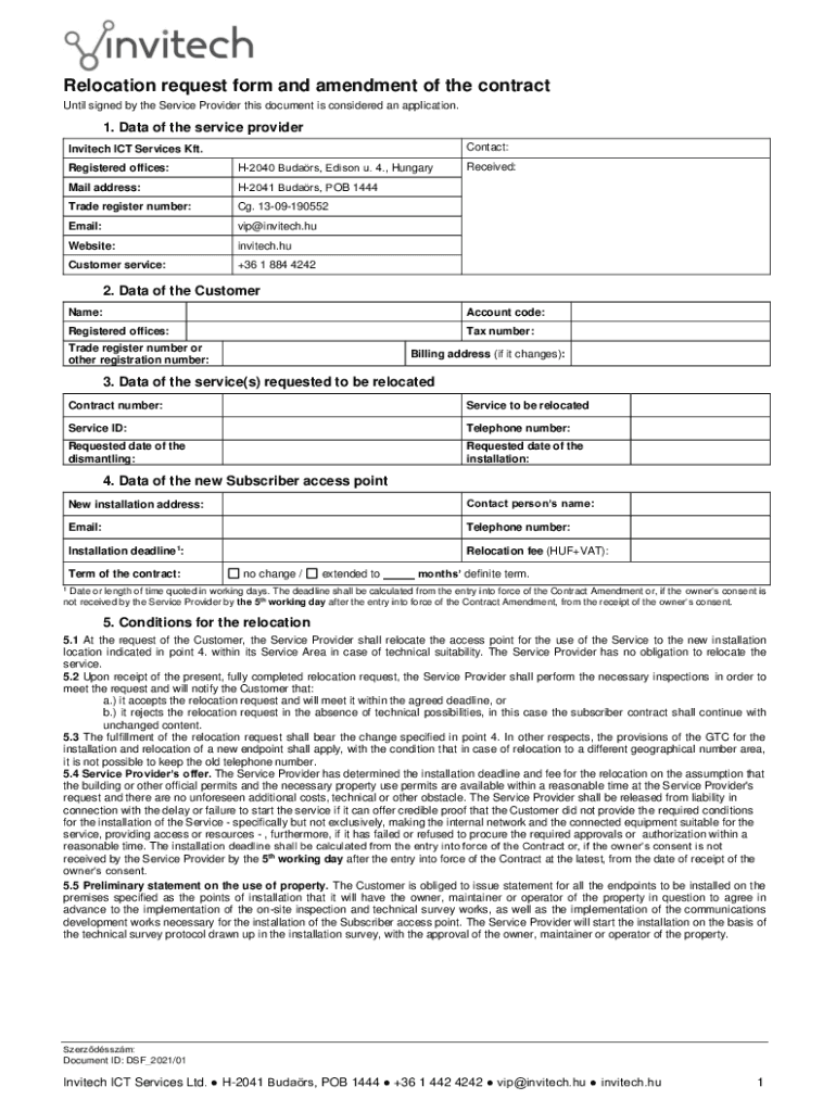 Fillable Online Relocation request form. Relocation request form Fax