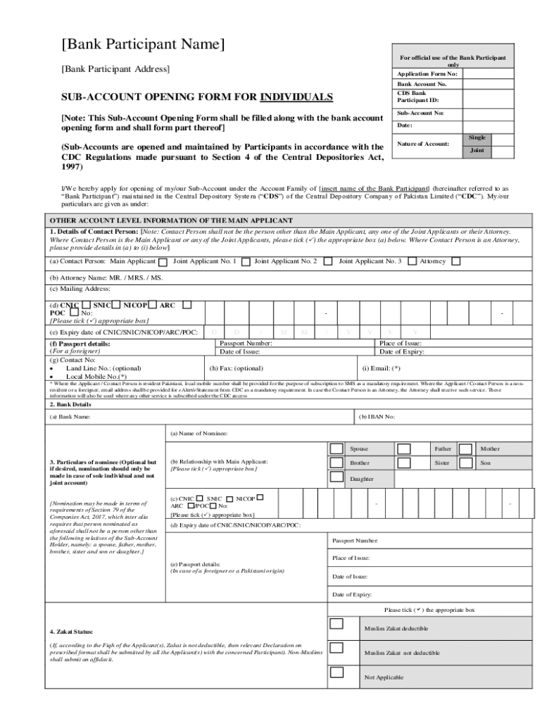 cdc sub account opening Preview on Page 1