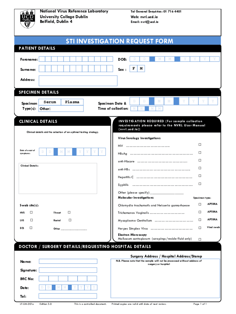 nvrl sti form Preview on Page 1