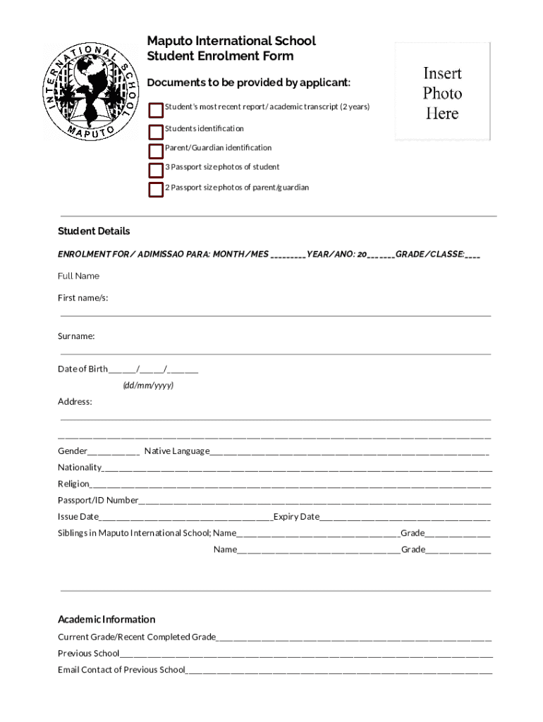 Fillable Online INTERNATIONAL STUDENT DATA FORM GENERAL INFORMATION ...