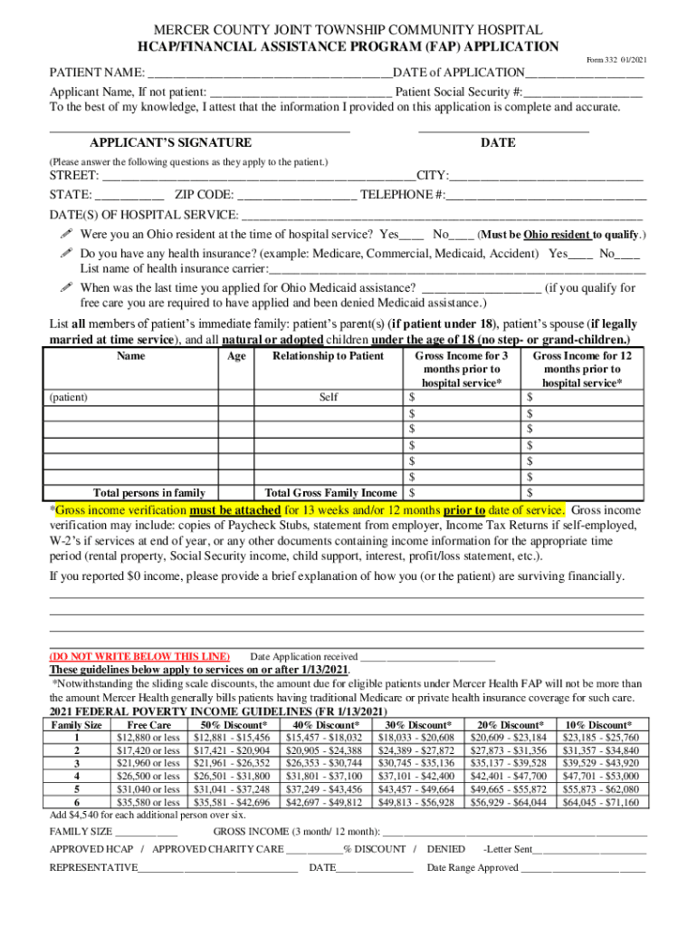 Fillable Online HCAP/FINANCIAL ASSISTANCE PROGRAM (FAP) APPLICATION Fax