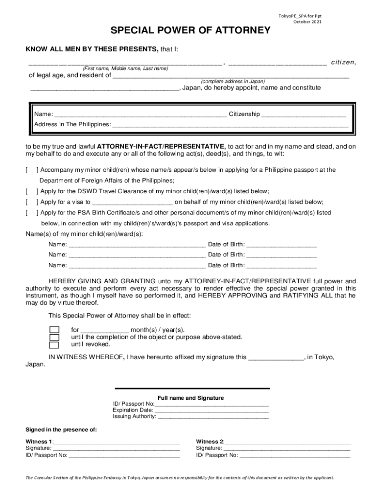 SPECIAL POWER OF ATTORNEY, us citizen doc - SPECIAL POWER Preview on Page 1