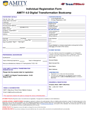 Fillable Online Individual Registration Form AMITY 4 0 Digital Fax Fillable Online Individual Registration Form AMITY 4 0 Digital Fax