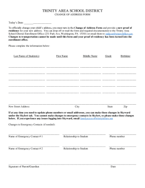 Fillable Online Change of Family Details Todays Date Date ...