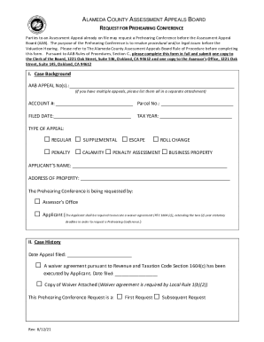 Fillable Online ALAMEDA COUNTY ASSESSMENT APPEALS BOARD RULES OF ...