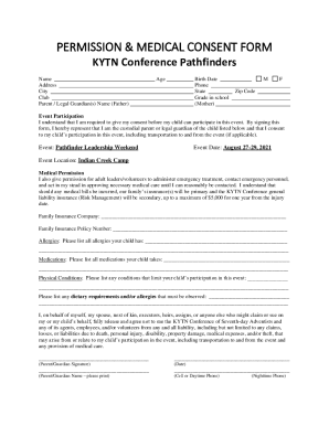 Fillable Online PERMISSION &amp;amp;amp; MEDICAL CONSENT FORM ...