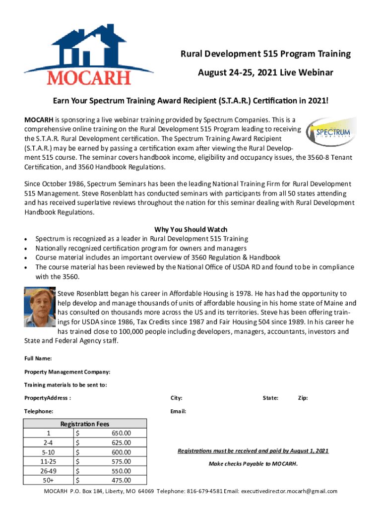 Fillable Online Rural Development 515 Program Training Fax Email Print ...