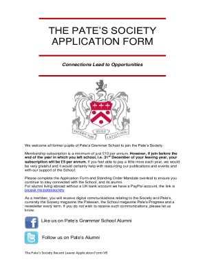 Fillable Online THE PATE'S SOCIETY APPLICATION FORM Fax ...