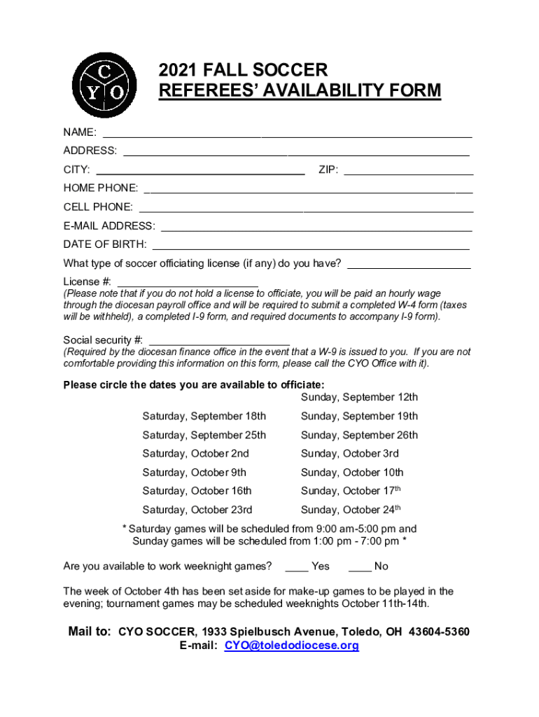 Fillable Online High School Soccer Referee Association of Saint Louis