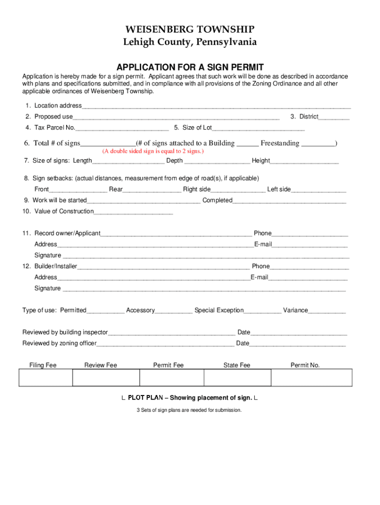 Fillable Online WEISENBERG TOWNSHIP ELECTRICAL PERMIT APPLICATION Fax