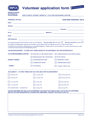 Volunteer application form - westdorsetrspca.org