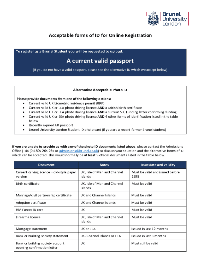 Fillable Online Acceptable forms of ID for Online Registration (JD Edit and Redesign).docx Fax