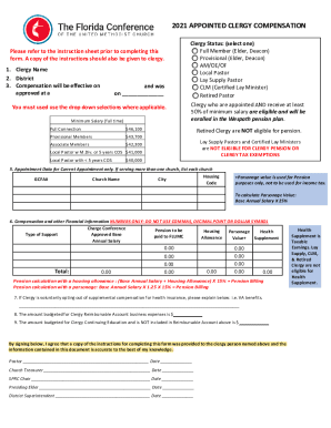 Fillable Online 20 APPOINTED CLERGY COMPENSATION - FLUMC Fax Email