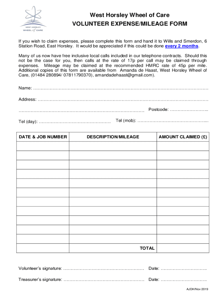 Fillable Online West Horsley Wheel of Care Fax Email Print pdfFiller