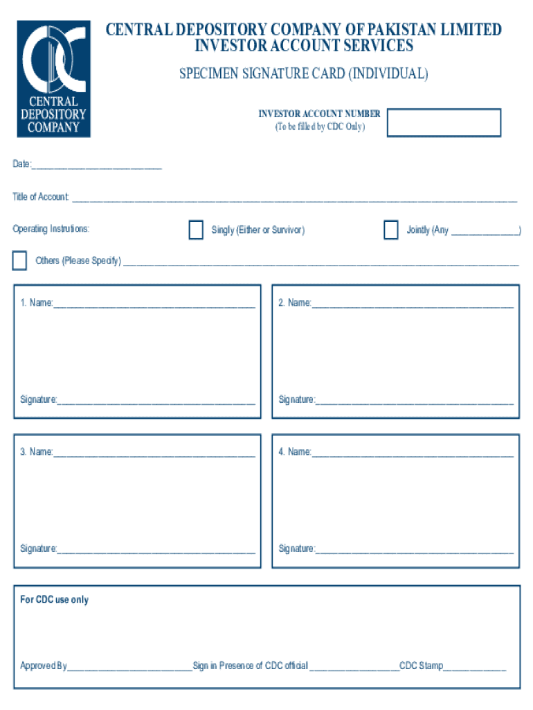 cdc specimen signature card Preview on Page 1