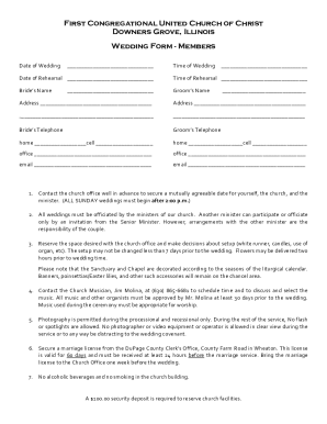 INFORMATION FOR MARRIAGE SERVICE - Union ...