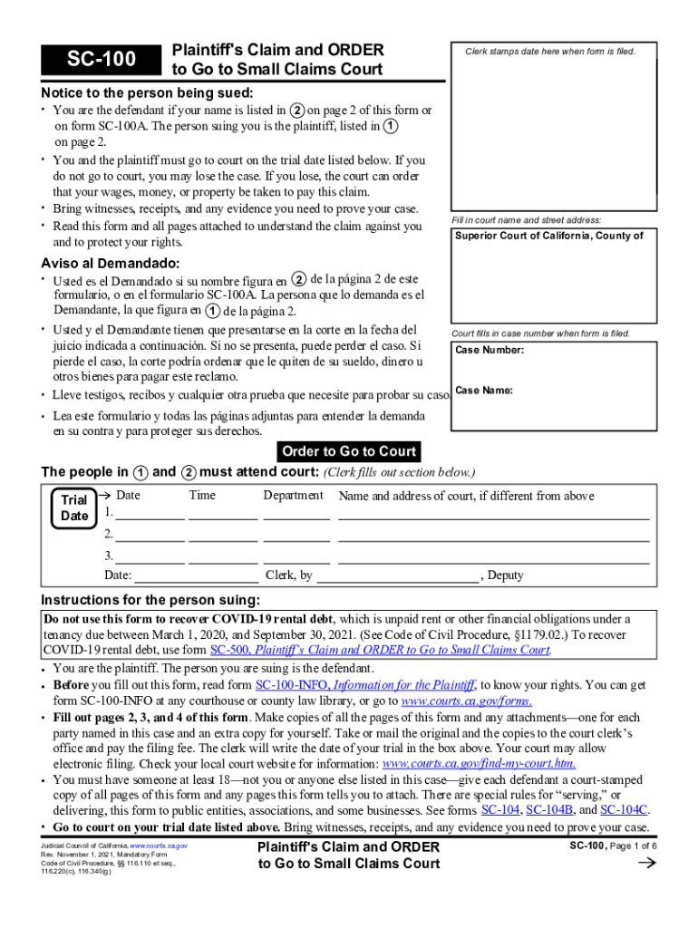 Small Claims Court Form Fill Out Sign Online DocHub
