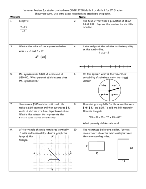 Math 7 Summer Review Packet
