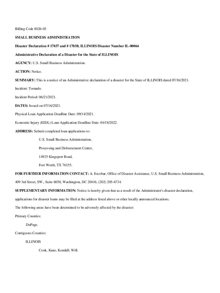 Fillable Online Administrative Declaration of a Disaster for the State ...