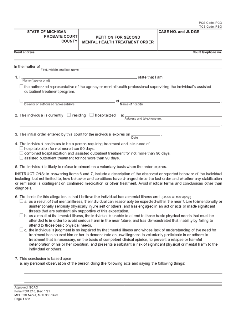 mental health petition form Preview on Page 1