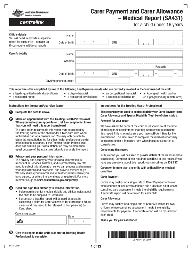 carer allowance medical report Preview on Page 1