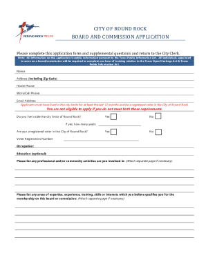 CITY OF ROUND ROCK BOARD AND COMMISSION APPLICATION