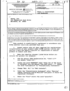 U.S. EPA, Pesticide Product Label, MISTY II DISINFECTANT ...
