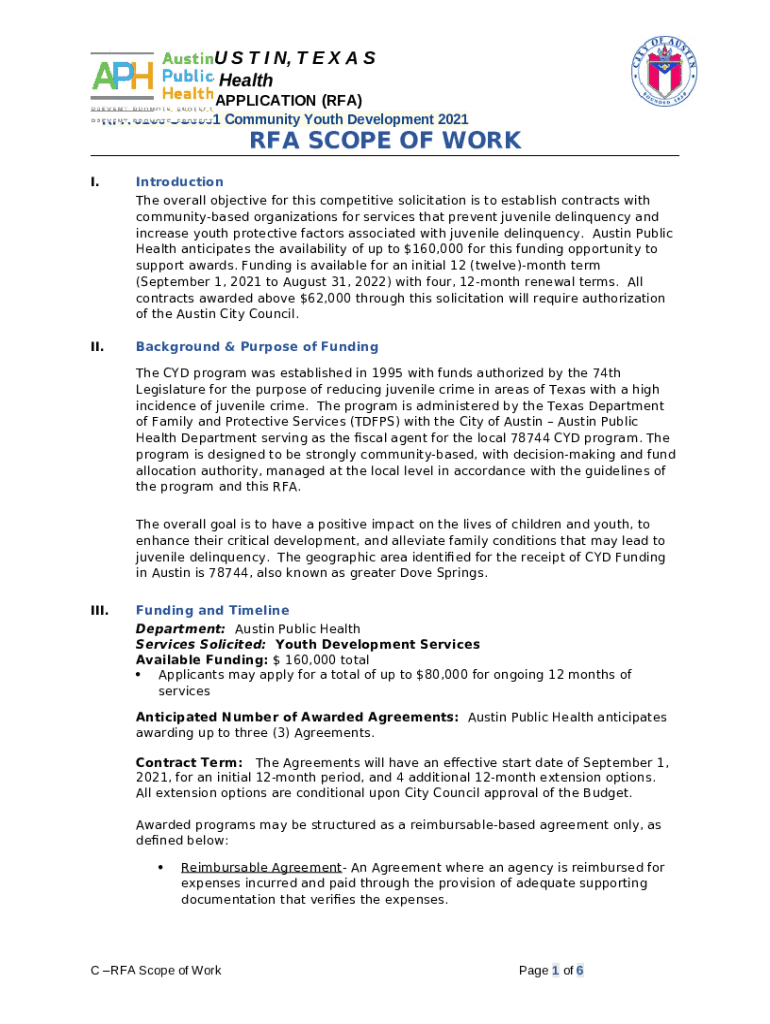 Introduction to Request for Application (RFA)Scope of Work Example
