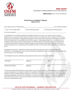 MIKE CAUSEY Smoke Alarm Installation Program Waiver Form