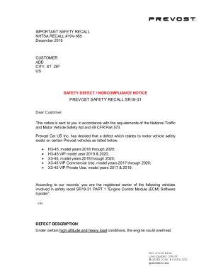OMB Control No.: 2127-0004 Recall Quarterly Report 19V-565