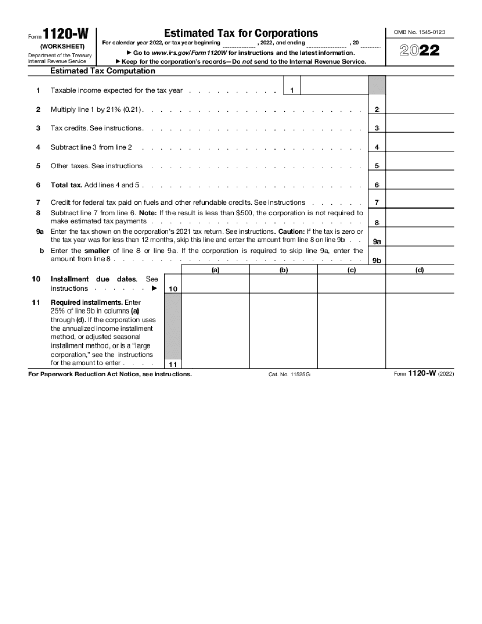 Form 1120 f estimated payments