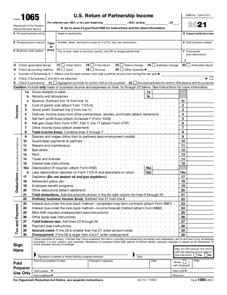 Irs Form 1065 Instructions 2021