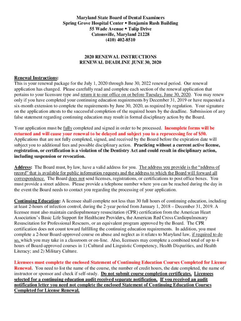 Fillable Online Maryland Dental Hygiene License Application best.lif.co
