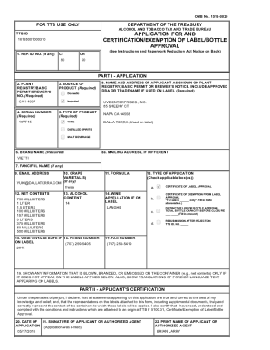 Fillable Online Fillable Online TTB F 5100.31 APPLICATION FOR AND ...