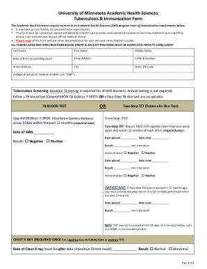 AHS TB and Immunization Form