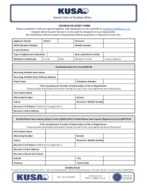 Fillable Online COURIER DELIVERY FORM Fax Email Print - pdfFiller