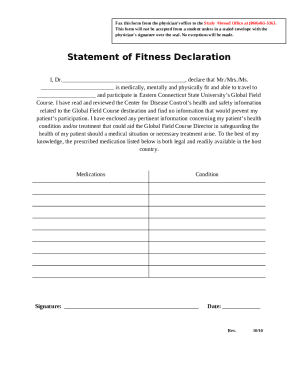 Self declaration of medical fitness form in Word and Pdf ...