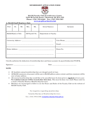 MEMBERSHIP APPLICATION FORM - McGill