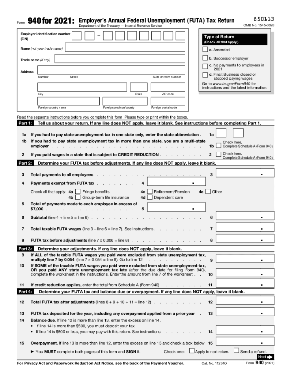 Fill In Form Tax 940