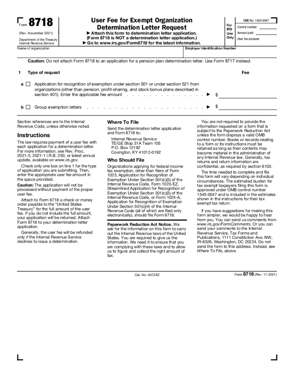 Fill In Form 8718