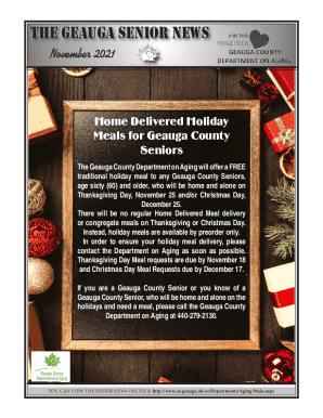 Thanksgiving Day Meal Request Due - Geauga County, Ohio