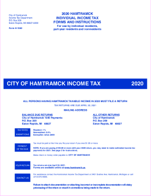 CITY OF HAMTRAMCK INCOME TAX 2015 - US Legal Forms