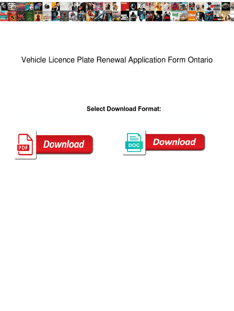 Fillable Online Vehicle Licence Plate Renewal Application Form Ontario