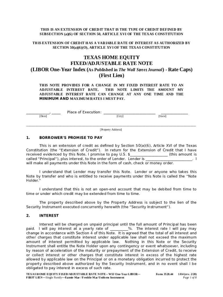 3185 Texas Home Equity Affidavit and Agreement Doc