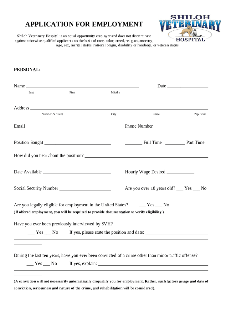 Veterinary Hospital Employment