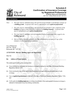 Schedule E Confirmation of Insurance Coverage by ...