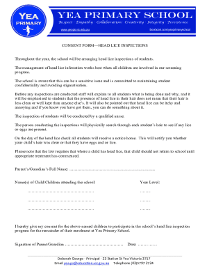 Fillable Online 8 consent form - head lice inspections.doc Fax Email Print - pdfFiller