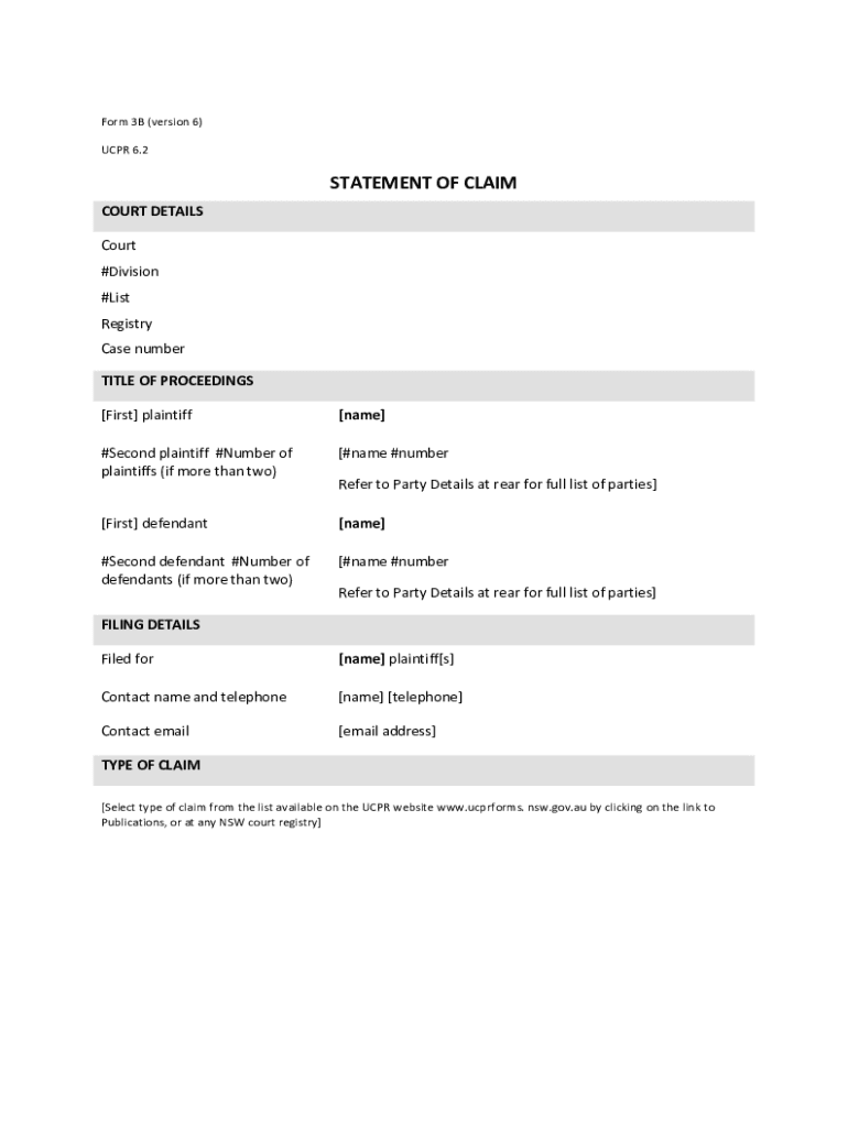 Statement Of Claim Form 3b - Fill Online, Printable, Fillable, Blank ...