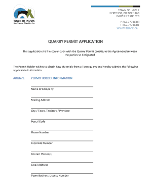 Quarry Permit Application