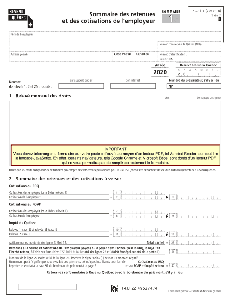 Fillable Online Sommaire des retenues Fax Email Print Preview on Page 1